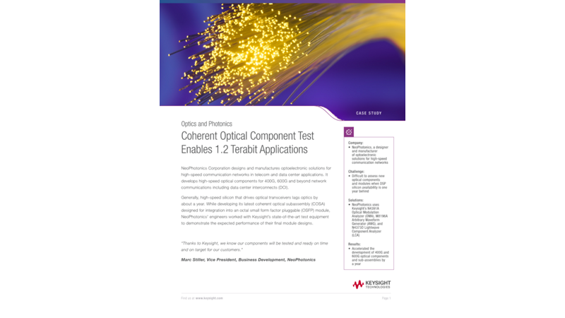 Coherent Optical Component Test Enables 1.2 Terabit Applications - Case Study